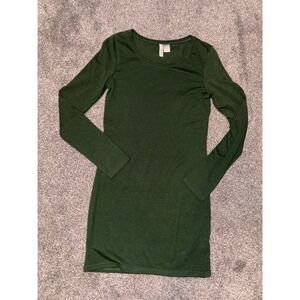 Divided H&M Basic Women's Long Sleeve Green‎ Midi Dress
